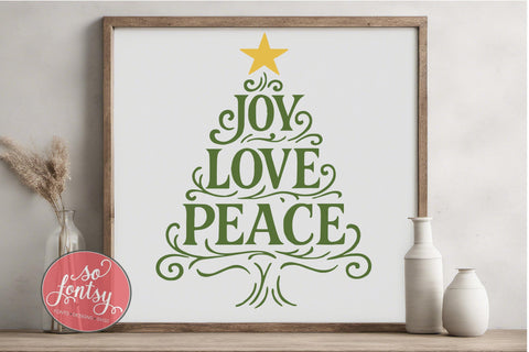 Joy Love Peace Tree SVG Cut File for Cricut & Silhouette | Christmas Holiday SVG So Fontsy VIP Design Shop 