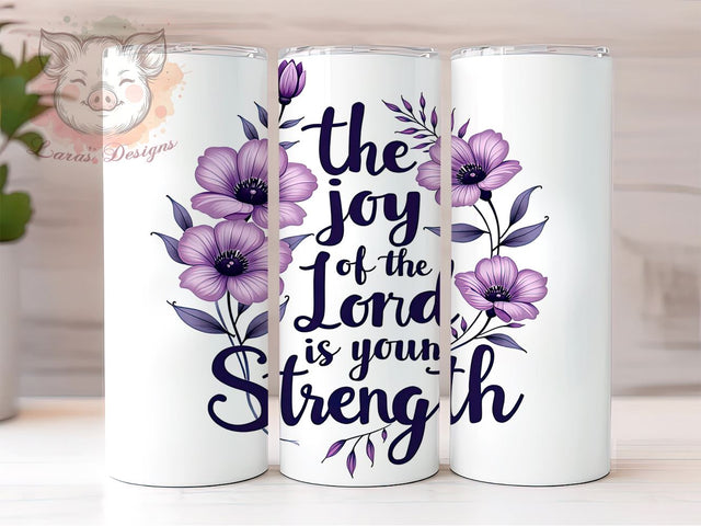 Joy of The Lord Tumbler, Bible Verse Drinkware, Christian Gift, Inspirational Mug, Faith-Based Tumbler, Motivational Sublimation, 20oz Tumbler Wrap Sublimation Lara' s Designs 