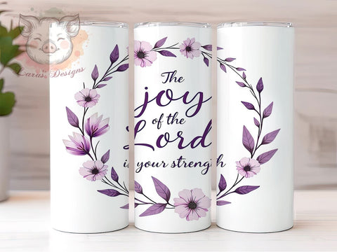Joy of The Lord Tumbler, Bible Verse Drinkware, Christian Gift, Inspirational Mug, Faith-Based Tumbler, Motivational Sublimation, 20oz Tumbler Wrap Sublimation Lara' s Designs 