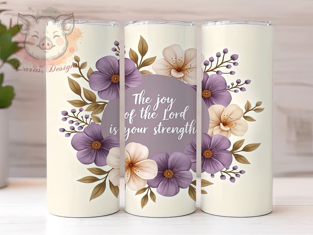 Joy of The Lord Tumbler, Bible Verse Drinkware, Christian Gift, Inspirational Mug, Faith-Based Tumbler, Motivational Sublimation, 20oz Tumbler Wrap Sublimation Lara' s Designs 