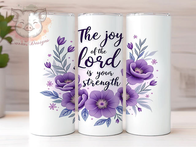 Joy of The Lord Tumbler, Bible Verse Drinkware, Christian Gift, Inspirational Mug, Faith-Based Tumbler, Motivational Sublimation, 20oz Tumbler Wrap Sublimation Lara' s Designs 