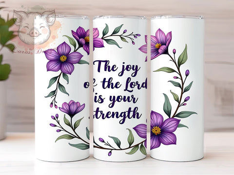 Joy of The Lord Tumbler, Bible Verse Drinkware, Christian Gift, Inspirational Mug, Faith-Based Tumbler, Motivational Sublimation, 20oz Tumbler Wrap Sublimation Lara' s Designs 