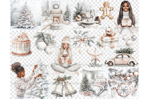 Joy Season Clipart | White Christmas PNG Bundle SVG GlamArtZhanna 
