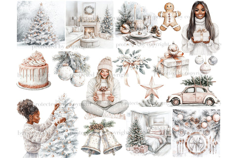 Joy Season Clipart | White Christmas PNG Bundle SVG GlamArtZhanna 