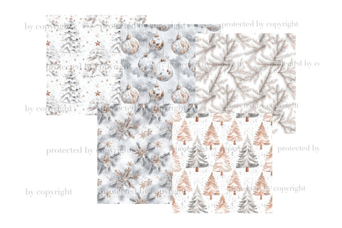 Joy Season Digital Paper | White Christmas Pattern Digital Pattern GlamArtZhanna 