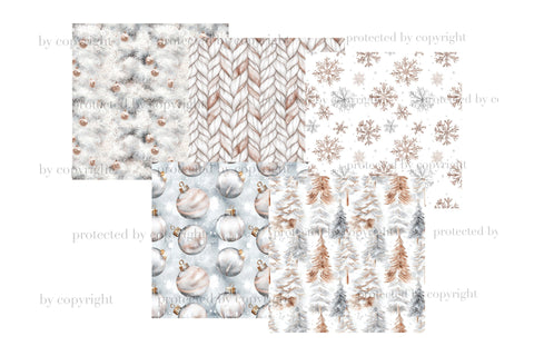 Joy Season Digital Paper | White Christmas Pattern Digital Pattern GlamArtZhanna 