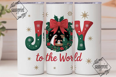 Joy To The World 20oz Tumbler Wrap Sublimation sassyprint 