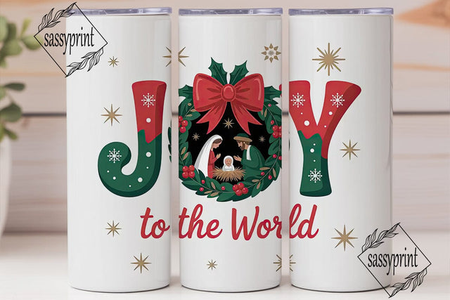 Joy To The World 20oz Tumbler Wrap Sublimation sassyprint 