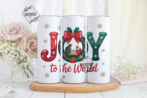 Joy To The World 20oz Tumbler Wrap Sublimation sassyprint 