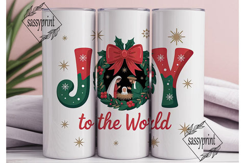 Joy To The World 20oz Tumbler Wrap Sublimation sassyprint 