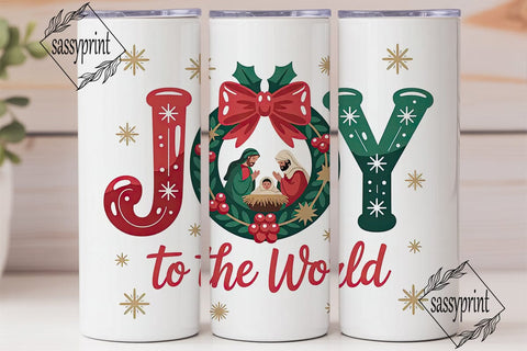 Joy To The World 20oz Tumbler Wrap Sublimation sassyprint 