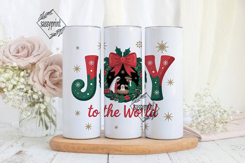 Joy To The World 20oz Tumbler Wrap Sublimation sassyprint 