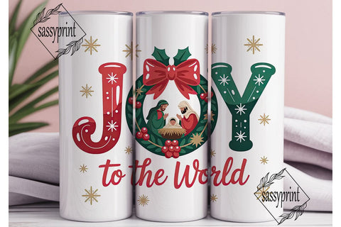 Joy To The World 20oz Tumbler Wrap Sublimation sassyprint 