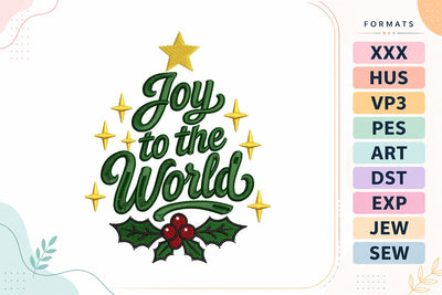 Joy To The World Christmas Machine Embroidery Design Embroidery/Applique DESIGNS sg embroidery 