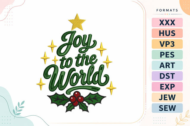 Joy To The World Christmas Machine Embroidery Design Embroidery/Applique DESIGNS sg embroidery 