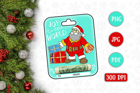 Joy to the World PNG Christmas Money Card Sublimation CraftLabSVG 