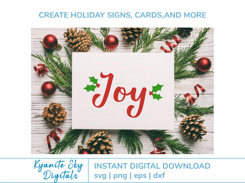 Joy with holly Christmas SVG vinyl cut file SVG Kyanite Sky Digitals 