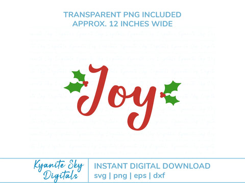 Joy with holly Christmas SVG vinyl cut file SVG Kyanite Sky Digitals 
