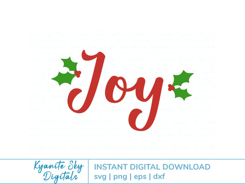 Joy with holly Christmas SVG vinyl cut file SVG Kyanite Sky Digitals 