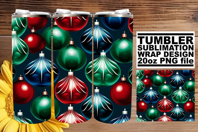 Joyful 3D Ornaments Tumbler Wrap - Festive 20oz Sublimation afrosvg 