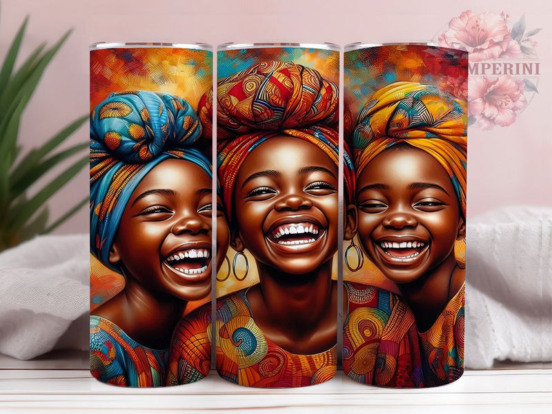 Joyful African Children Tumbler, Joyful Kids, Cultural Art, Tumbler Wrap, Sublimation Design, 20oz Tumbler, Afrocentric Design Sublimation Li Zamperini 