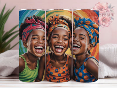 Joyful African Children Tumbler, Joyful Kids, Cultural Art, Tumbler Wrap, Sublimation Design, 20oz Tumbler, Afrocentric Design Sublimation Li Zamperini 