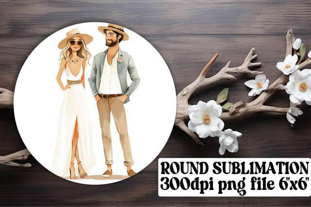 Joyful Bride & Groom Circle Designs Sublimation afrosvg 