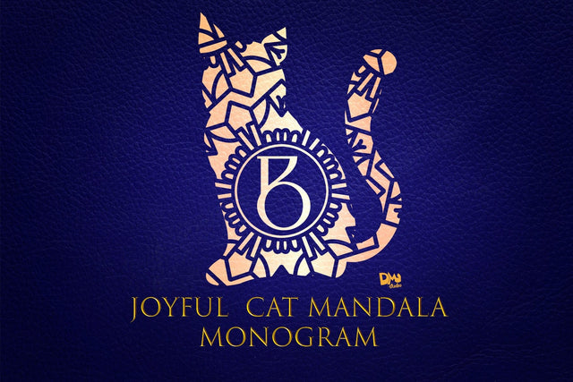 Joyful Cat Mandala Monogram Font Dm Letter Studio 