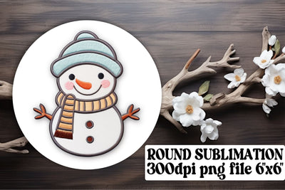 Joyful Christmas 3D Embroidered Round Ornament Sublimation Art Sublimation afrosvg 