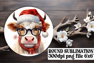 Joyful Christmas Cow Parade - Sublimation Circle Collection Sublimation afrosvg 