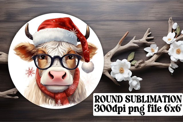 Joyful Christmas Cow Parade - Sublimation Circle Collection Sublimation afrosvg 