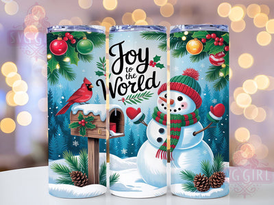 Joyful Christmas Snowman Tumbler, Joy To The World, Christmas Snowman Design, Festive Winter Art, Cute Holiday Graphic, 20oz Tumbler, Sublimation Design Sublimation SvggirlplusArt 