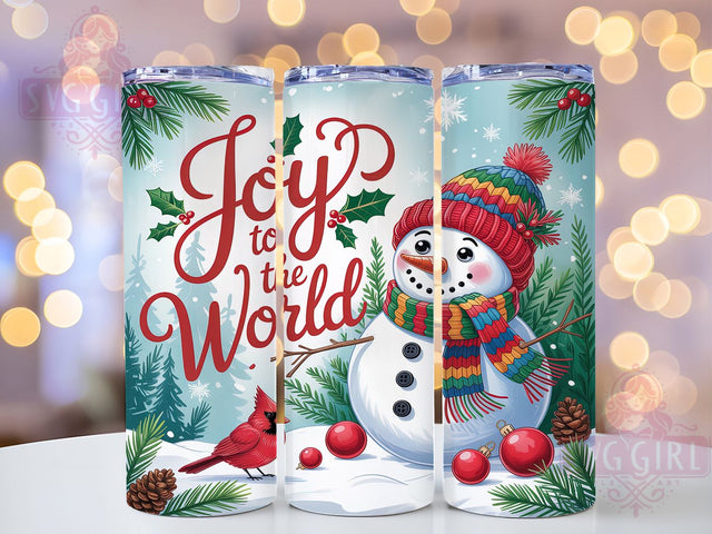 Joyful Christmas Snowman Tumbler, Joy To The World, Christmas Snowman Design, Festive Winter Art, Cute Holiday Graphic, 20oz Tumbler, Sublimation Design Sublimation SvggirlplusArt 