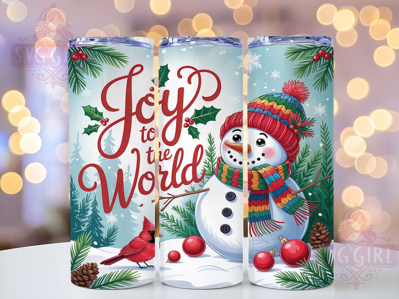 Joyful Christmas Snowman Tumbler, Joy To The World, Christmas Snowman Design, Festive Winter Art, Cute Holiday Graphic, 20oz Tumbler, Sublimation Design Sublimation SvggirlplusArt 