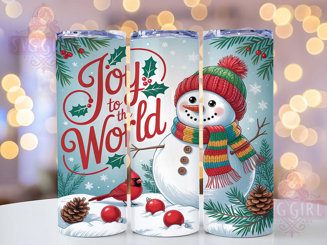 Joyful Christmas Snowman Tumbler, Joy To The World, Christmas Snowman Design, Festive Winter Art, Cute Holiday Graphic, 20oz Tumbler, Sublimation Design Sublimation SvggirlplusArt 