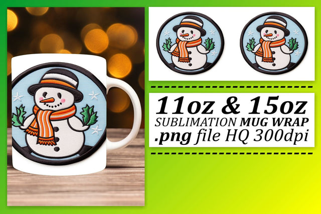 Joyful Christmas Theme: 3D Embroidery Mug Sublimation afrosvg 