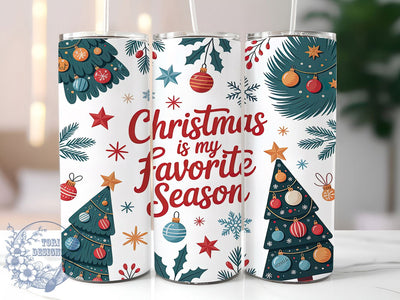 Joyful Favorite Season Christmas Tumbler, Seamless Holiday Wrap, Festive Quote Sublimation, Joyful Christmas Cup, 20Oz Skinny Tumbler Wrap, Merry Season Mug, Whimsical Holiday Design Sublimation ToriDesigns 