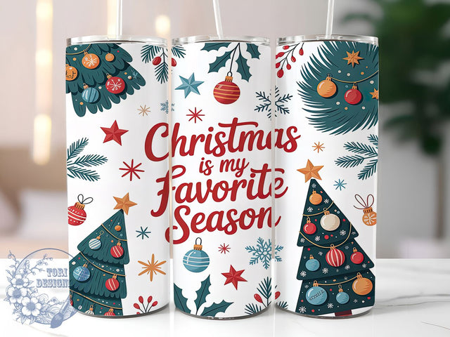Joyful Favorite Season Christmas Tumbler, Seamless Holiday Wrap, Festive Quote Sublimation, Joyful Christmas Cup, 20Oz Skinny Tumbler Wrap, Merry Season Mug, Whimsical Holiday Design Sublimation ToriDesigns 