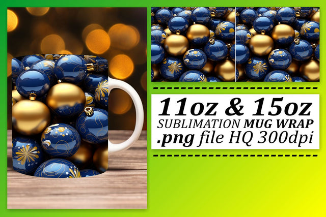 Joyful Festivity: Christmas Ornaments Mug Wrap Sublimation afrosvg 