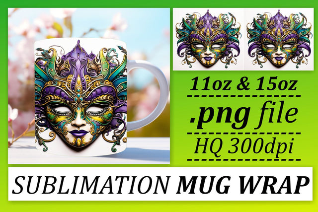 Joyful Mardi Gras Sublimation: 11oz & 15oz Mugs Sublimation afrosvg 
