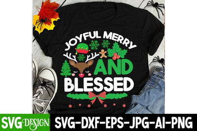 Joyful Merry And Blessed SVG Design, Christmas SVG Cut File, Christmas Sublimation Design PNG, Christmas Sublimation ,Christmas Sublimation Bundle,Christmas Sublimation PNG SVG BlackCatsMedia 