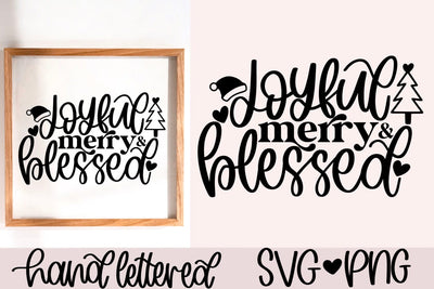 Joyful merry & blessed svg, christmas sign svg, christmas ornament svg, christmas decor svg, christmas words svg, christmas vibes svg SVG AnitaAlyiaLettering 