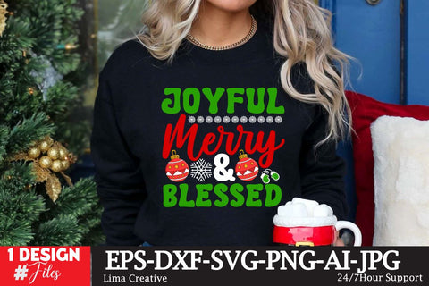 Joyful Merry & Bright Blessed SVG Cut File SVG Insomnia Std 