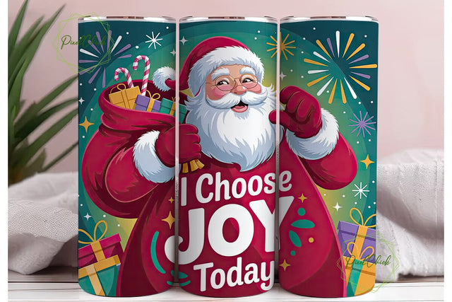 Joyful Santa 20oz Tumbler Wrap Sublimation PixelChick 