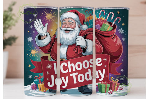Joyful Santa 20oz Tumbler Wrap Sublimation PixelChick 