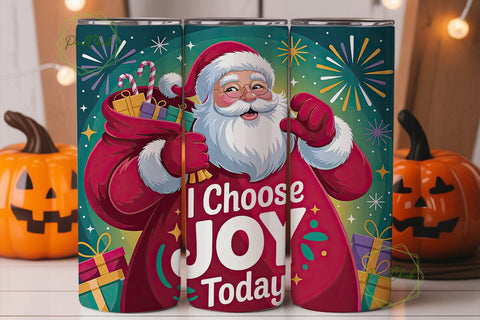 Joyful Santa 20oz Tumbler Wrap Sublimation PixelChick 