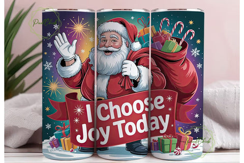 Joyful Santa 20oz Tumbler Wrap Sublimation PixelChick 