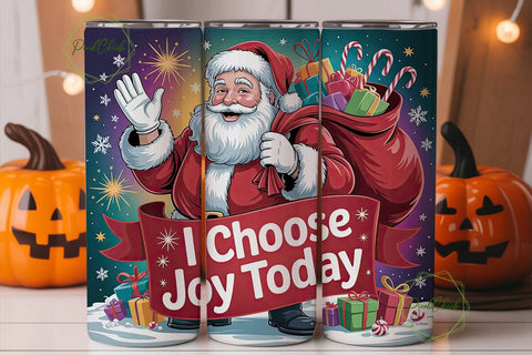 Joyful Santa 20oz Tumbler Wrap Sublimation PixelChick 