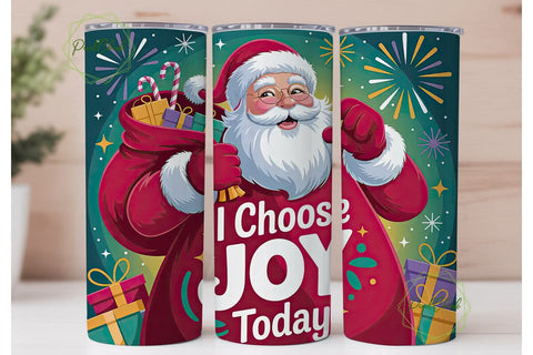 Joyful Santa 20oz Tumbler Wrap Sublimation PixelChick 
