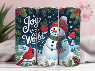 Joyful Snowman Christmas Tumbler, Joy To The World Wrap, Christmas Snowman Sublimation, 20oz Holiday Tumbler, Festive Kitchen Art, Seasonal Snowman Mug, Whimsical Christmas Cup Sublimation Li Zamperini 